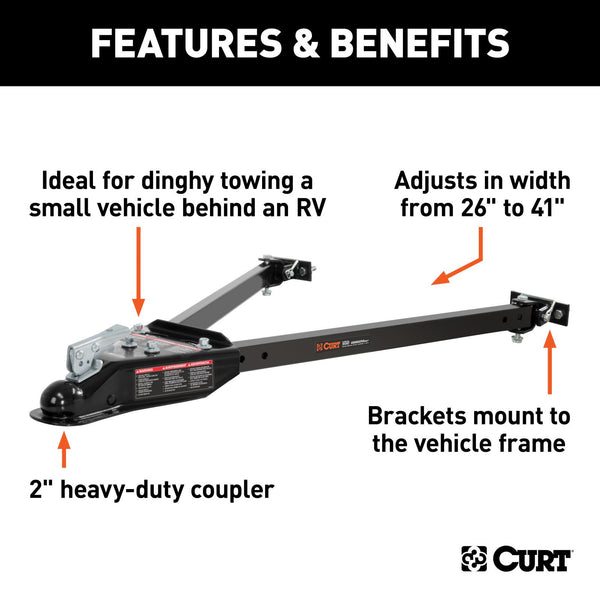 RJ-19745 - Curt Universal Tow Bar (adjustable width arms, 5,000 lbs.)