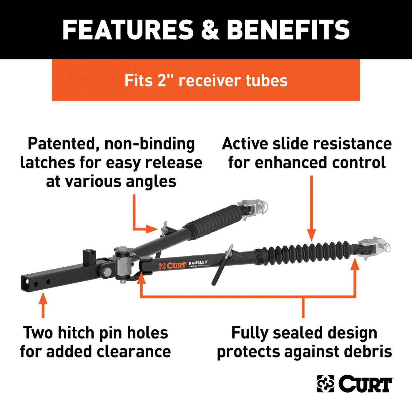 RJ-70001 - Curt Rambler RV Tow Bar (7,500 lbs.)